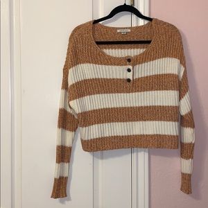 yellow/orange and white striped cropped sweater